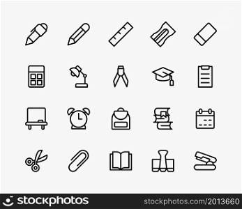 education icons vector outline style