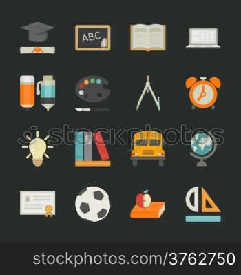 Education icons with black background , eps10 vector format