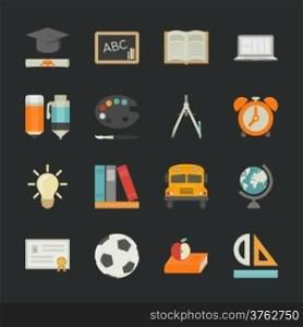 Education icons with black background , eps10 vector format