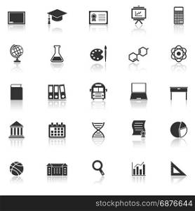 Education icons with reflect on white background, stock vector