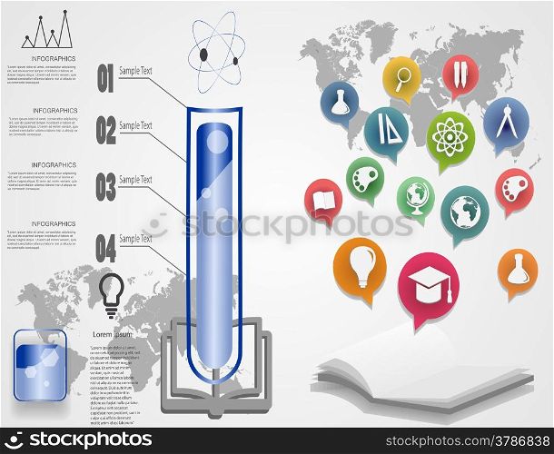 Education info graphic vintage design,A set of school and education icons