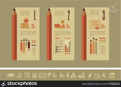 Education Infographic Elements plus Icon Set. Vector.