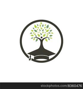 Education insurance and support logo concept. Graduation cap and human tree icon logo. 