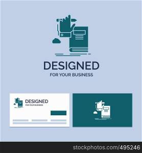 education, knowledge, learning, progress, growth Business Logo Glyph Icon Symbol for your business. Turquoise Business Cards with Brand logo template.. Vector EPS10 Abstract Template background