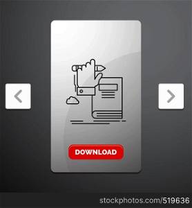 education, knowledge, learning, progress, growth Line Icon in Carousal Pagination Slider Design & Red Download Button. Vector EPS10 Abstract Template background