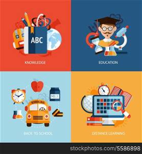 Education knowledge school distance learning icons set isolated vector illustration