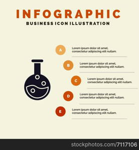 Education, Lab, Laboratory Solid Icon Infographics 5 Steps Presentation Background
