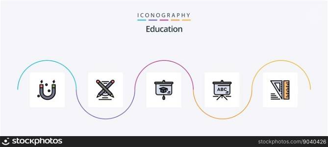 Education Line Filled Flat 5 Icon Pack Including . geometrical. education. education. education