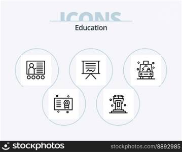 Education Line Icon Pack 5 Icon Design. vehicle. shuttle. school. physics. molecule