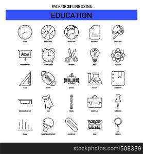 Education Line Icon Set - 25 Dashed Outline Style