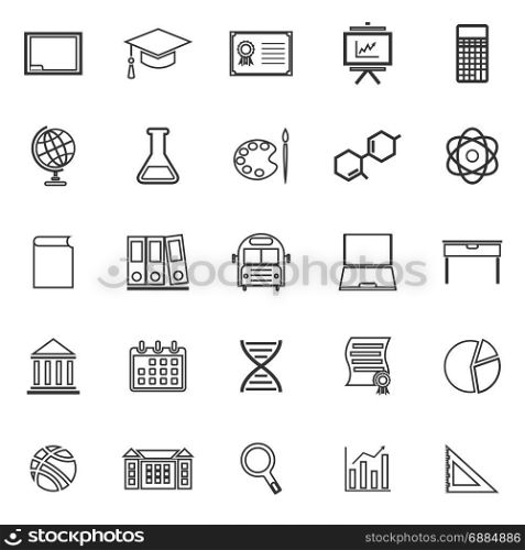 Education line icons on white background, stock vector