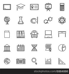 Education line icons on white background, stock vector