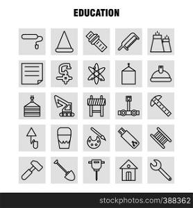 Education Line Icons Set For Infographics, Mobile UX/UI Kit And Print Design. Include: Crane, Lift, Lifting, Hook, Hardware, Wrench, Tools, Hardware, Collection Modern Infographic Logo and Pictogram. - Vector
