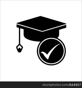 Education Loan Approved Icon, Graduation Cap Icon, Bachelor Cap Icon Vector Art Illustration