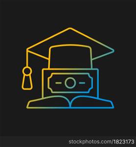 Education loan gradient vector icon for dark theme. Student credit. Scholarship for college. Financial literacy. Thin line color symbol. Modern style pictogram. Vector isolated outline drawing. Education loan gradient vector icon for dark theme