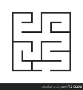 Education logic game labyrinth for kids. Find right way. Isolated simple square maze black line on white background. Vector illustration.