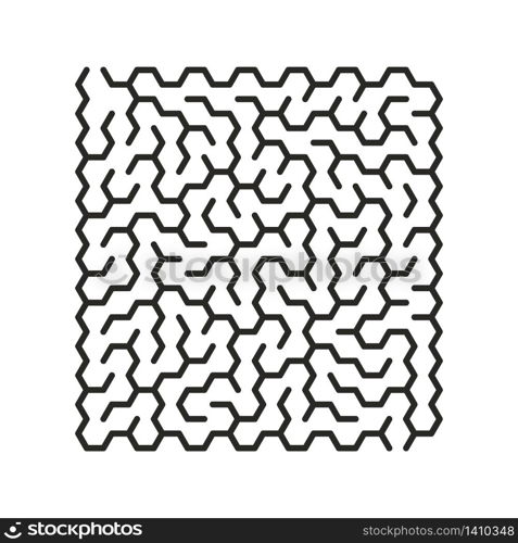 Education logic game labyrinth for kids. Find right way. Isolated simple hexagon maze black line on white background. Vector illustration. . Education logic game labyrinth for kids. Find right way. Isolated simple hexagon maze black line on white background.