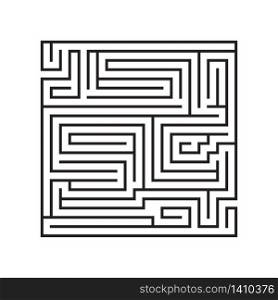 Education logic game labyrinth for kids. Find right way. Isolated simple square maze black line on white background. Vector illustration. . Education logic game labyrinth for kids. Find right way. Isolated simple square maze black line on white background.