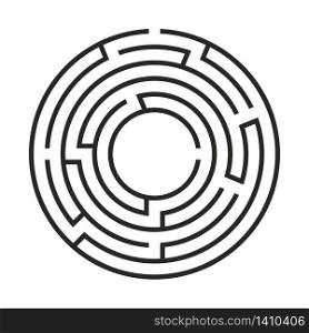 Education logic game labyrinth for kids. Find right way. Isolated simple round maze black line on white background. Vector illustration. . Education logic game labyrinth for kids. Find right way. Isolated simple round maze black line on white background.