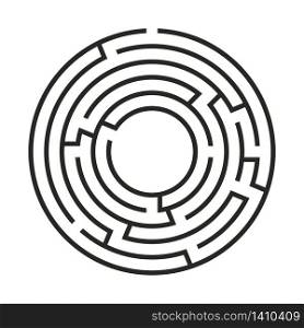 Education logic game labyrinth for kids. Find right way. Isolated simple round maze black line on white background. Vector illustration. . Education logic game labyrinth for kids. Find right way. Isolated simple round maze black line on white background.