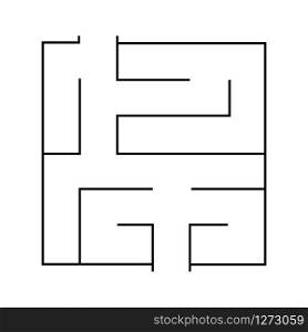 Education logic game labyrinth for kids. Isolated simple square maze black line on white background.