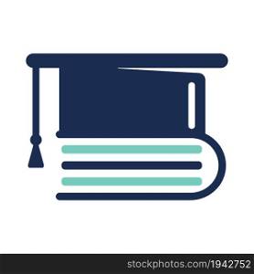 Education logo concept with graduation cap and book icon.