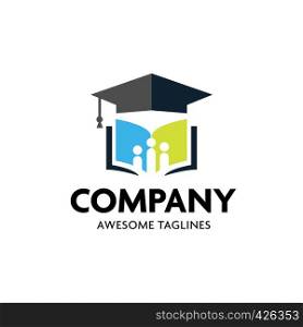 Education logo concept with graduation cap and open book pages, graduation cap and open book logo concept, education, school, student logo concept
