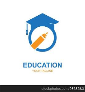 Education logo design with bachelor cap and book concept with creative idea. Logo for school, university, academy and students.