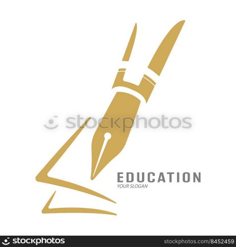 Education logo.The pen of an ink pen. Vector illustration for websites, applications and thematic design. Flat style