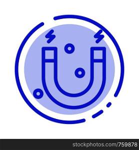 Education, Magnet, Science Blue Dotted Line Line Icon