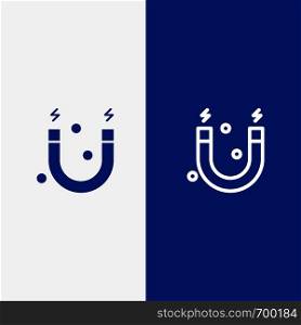 Education, Magnet, Science Line and Glyph Solid icon Blue banner Line and Glyph Solid icon Blue banner