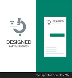 Education, Microscope, Science Grey Logo Design and Business Card Template