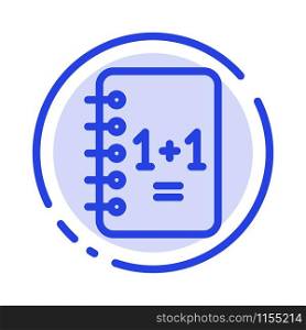 Education, Notebook, Notepad , 1+1 Blue Dotted Line Line Icon