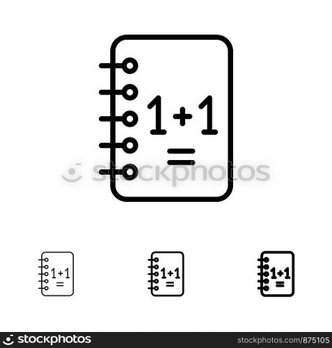 Education, Notebook, Notepad , 1+1 Bold and thin black line icon set