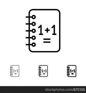 Education, Notebook, Notepad , 1+1 Bold and thin black line icon set