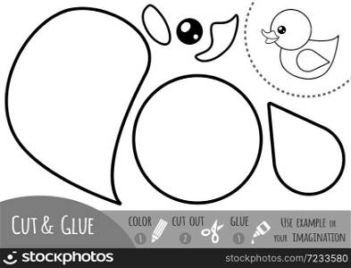 Education paper game for children, Duck. Use scissors and glue to create the image.
