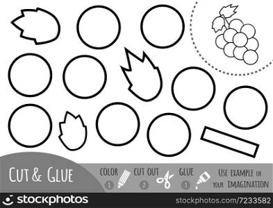 Education paper game for children, Grapes. Use scissors and glue to create the image.