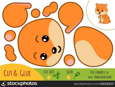 Education paper game for children, Hamster. Use scissors and glue to create the image.