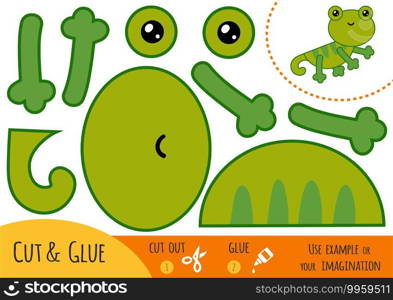 Education paper game for children, Lizard. Use scissors and glue to create the image.