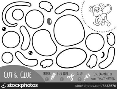 Education paper game for children, Monkey. Use scissors and glue to create the image.