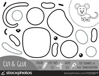 Education paper game for children, Mouse. Use scissors and glue to create the image.