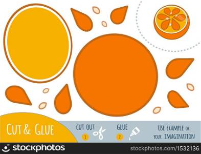 Education paper game for children, Orange. Use scissors and glue to create the image.
