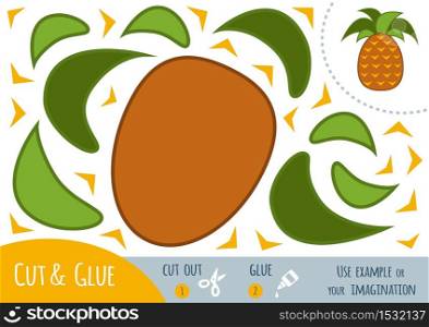 Education paper game for children, Pineapple. Use scissors and glue to create the image.