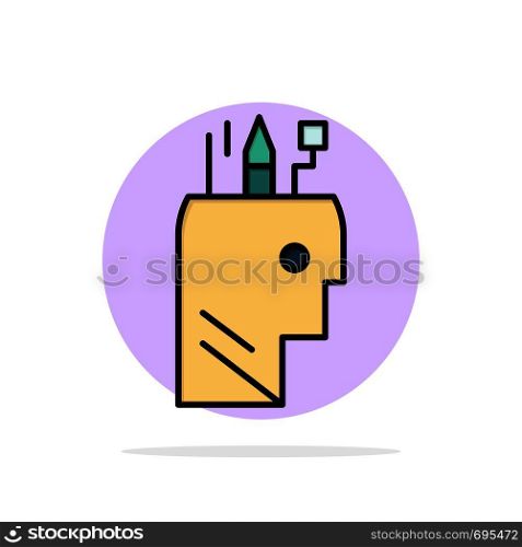 Education, Pen, Head, School Abstract Circle Background Flat color Icon