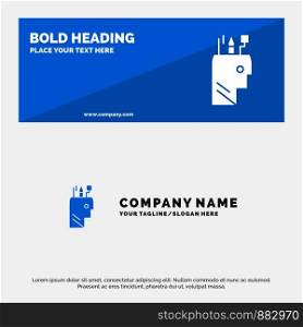 Education, Pen, Head, School SOlid Icon Website Banner and Business Logo Template