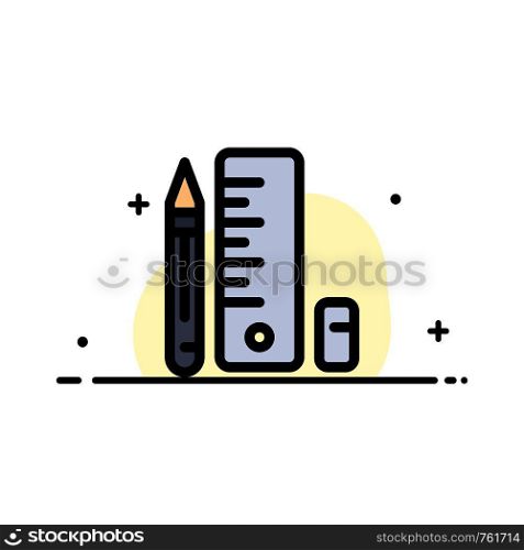 Education, Pen, Pencil, Scale Business Flat Line Filled Icon Vector Banner Template