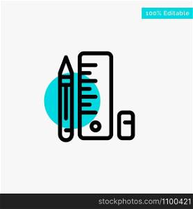Education, Pen, Pencil, Scale turquoise highlight circle point Vector icon