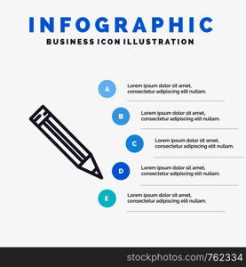 Education, Ruler, School Line icon with 5 steps presentation infographics Background
