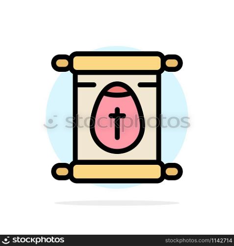 Education, School, Scroll, Easter Abstract Circle Background Flat color Icon