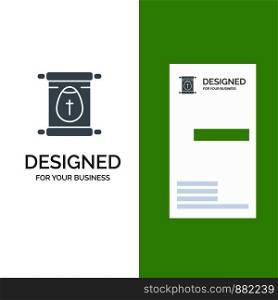 Education, School, Scroll, Easter Grey Logo Design and Business Card Template